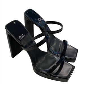 Jeffrey Campbell Hustler Platform Sandal Black Patent Leather Sz 9.5